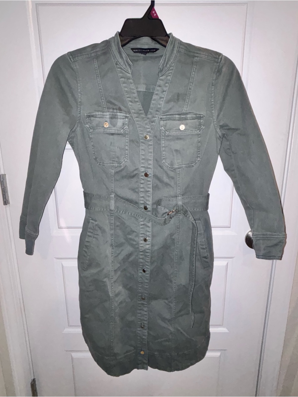 White House Black Market Olive Green Utility Dress Jacket